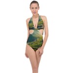 Mountains Trees Forest Halter Front Plunge Swimsuit