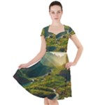 Mountains Trees Forest Cap Sleeve Midi Dress