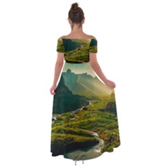 Off Shoulder Open Front Chiffon Dress 