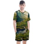 Mountains Trees Forest Men s Mesh T-Shirt and Shorts Set