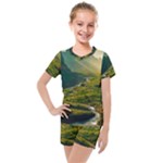 Mountains Trees Forest Kids  Mesh T-Shirt and Shorts Set