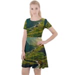 Mountains Trees Forest Cap Sleeve Velour Dress 