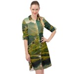Mountains Trees Forest Long Sleeve Mini Shirt Dress