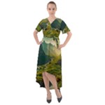 Mountains Trees Forest Front Wrap High Low Dress