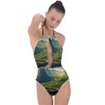 Mountains Trees Forest Plunge Cut Halter Swimsuit