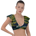 Mountains Trees Forest Plunge Frill Sleeve Bikini Top