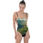 Mountains Trees Forest Tie Strap One Piece Swimsuit