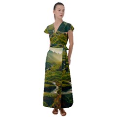 Flutter Sleeve Maxi Dress 