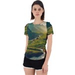 Mountains Trees Forest Back Cut Out Sport T-Shirt
