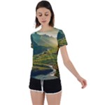 Mountains Trees Forest Back Circle Cutout Sports T-Shirt