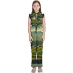 Mountains Trees Forest Kids  Sleeveless Ruffle Edge Band Collar Chiffon One Piece