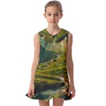 Mountains Trees Forest Kids  Pilgrim Collar Ruffle Hem Dress