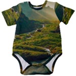 Mountains Trees Forest Baby Short Sleeve Bodysuit