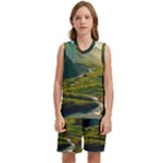 Mountains Trees Forest Kids  Basketball Mesh Set