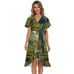 Mountains Trees Forest Women s Kimono Wrap Satin Dress