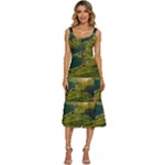Mountains Trees Forest Women s Sleeveless Corset Midi Dress