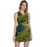 Mountains Trees Forest Sleeveless High Waist Mini Dress