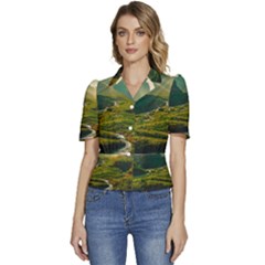 Puffed Short Sleeve Button Up Jacket 