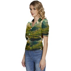 Puffed Short Sleeve Button Up Jacket 