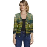 Mountains Trees Forest Women s Casual 3/4 Sleeve Spring Jacket