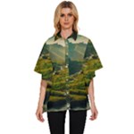Mountains Trees Forest Women s Batwing Button Up Shirt