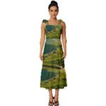 Mountains Trees Forest Tie-Strap Tiered Midi Chiffon Dress
