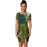 Mountains Trees Forest Fitted Knot Split End Bodycon Dress