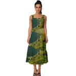 Mountains Trees Forest Square Neckline Tiered Midi Dress
