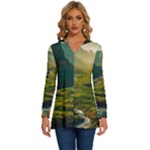 Mountains Trees Forest Long Sleeve Drawstring Hooded Top
