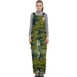 Mountains Trees Forest Women s Side Zip Front Pouch Ski And Snowboard Bib Pants	