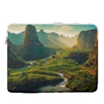 Mountains Trees Forest 15  Vertical Laptop Sleeve Case With Pocket
