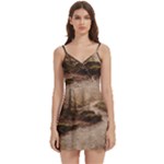 Path Trees Forest Fantasy Body Wrap Sleeveless V-Neck Mini Dress