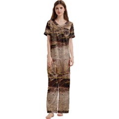 Short Sleeve Satin Pajamas Set With Pockets 