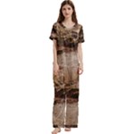 Path Trees Forest Fantasy Short Sleeve Satin Pajamas Set With Pockets