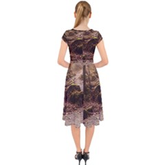 Cap Sleeve Front Wrap Midi Dress 