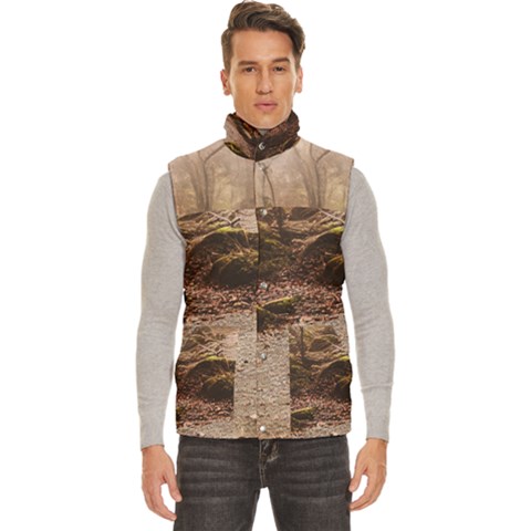 Path Trees Forest Fantasy Men s High Neck Button Up Puffer Vest from ArtsNow.com
