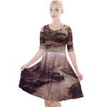 Path Trees Forest Fantasy Quarter Sleeve A-Line Dress With Pockets