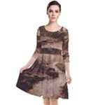Path Trees Forest Fantasy Quarter Sleeve Waist Band Dress