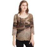 Path Trees Forest Fantasy Chiffon Quarter Sleeve Blouse