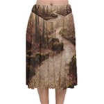 Path Trees Forest Fantasy Velvet Flared Midi Skirt