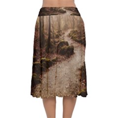 Velvet Flared Midi Skirt 