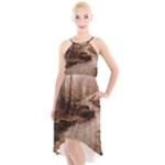 Path Trees Forest Fantasy High-Low Halter Chiffon Dress 