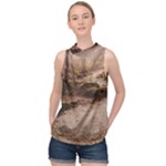 Path Trees Forest Fantasy High Neck Satin Top
