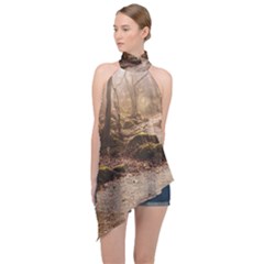 Halter Asymmetric Satin Top 