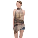 Path Trees Forest Fantasy Halter Asymmetric Satin Top