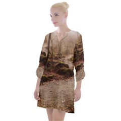 Open Neck Shift Dress 