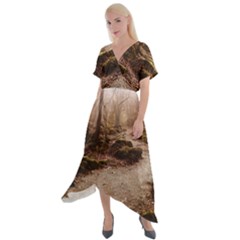 Cross Front Sharkbite Hem Maxi Dress 