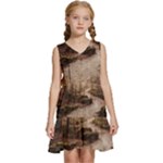 Path Trees Forest Fantasy Kids  Sleeveless Tiered Mini Dress