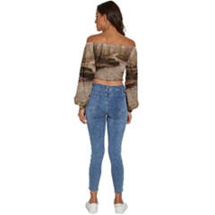 Long Sleeve Crinkled Weave Crop Top 