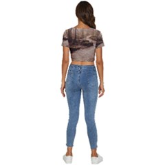 Short Sleeve Square Neckline Crop Top  